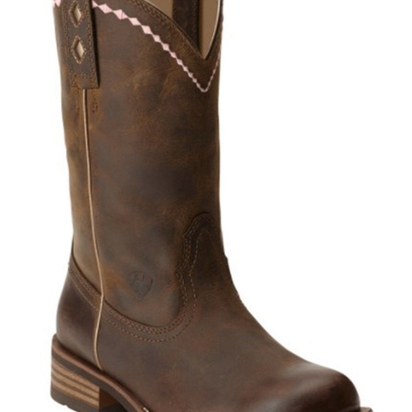 Ariat Women's Brown and Pink Heeled Boots - Picture 1 of 5